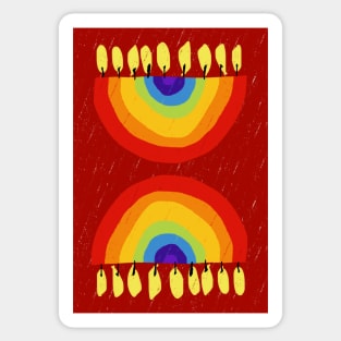 Rainbow Chanukiah Red Print Sticker